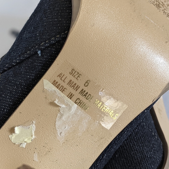 Vintage Y2K Splash Dark Blue Denim Heeled Booties Square Point Toe Boots Size 6 - Picture 8 of 9